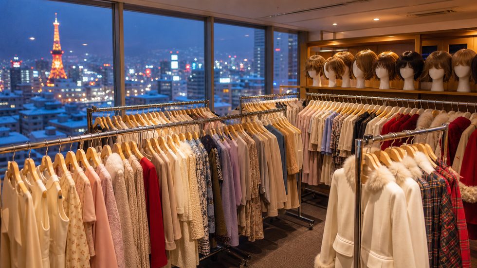 チャットレディ事務所の衣装100着以上とウィッグのレンタルコーナー