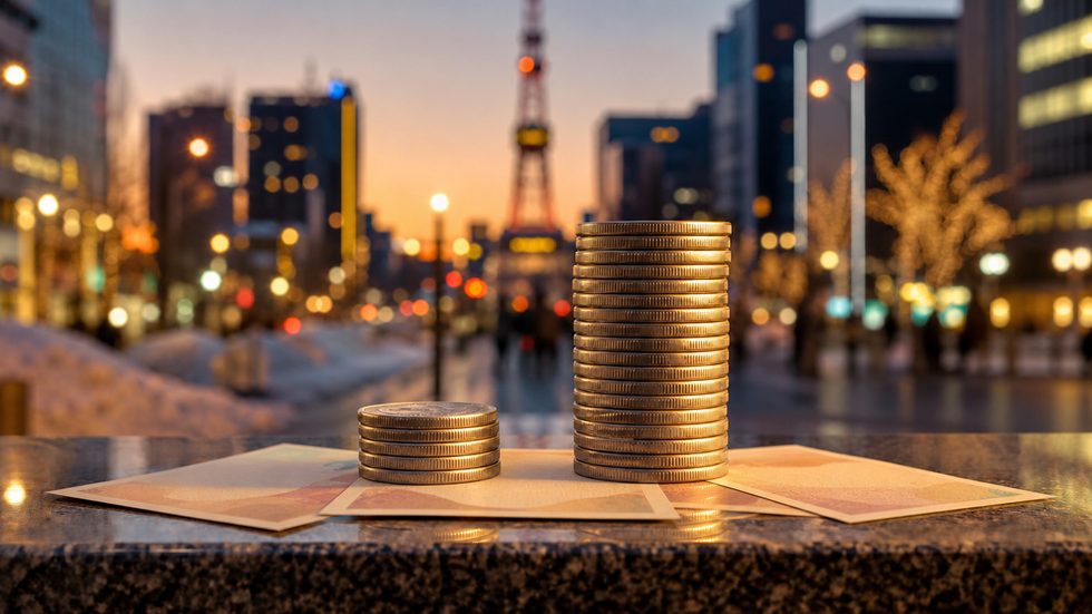 チャットレディと飲食アルバイトの時給差を示すコインと紙幣の比較イメージ