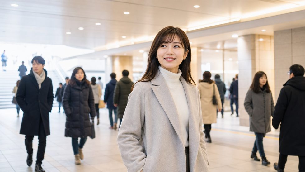 すすきの駅から地下街ポールタウンを通る冬の通勤イメージ（札幌）