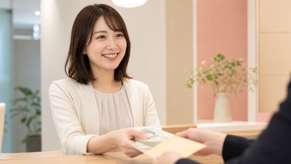 チャットレディが日払いで現金報酬を受け取るイメージ