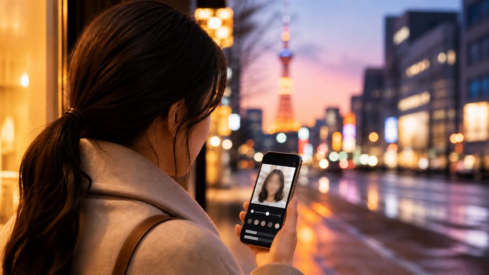 チャットレディのプロフィール写真を加工するスマートフォン操作