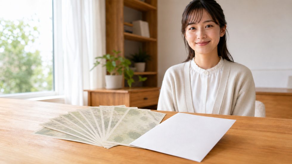 働いた当日に現金で受け取る日払いイメージ（紙幣と封筒）
