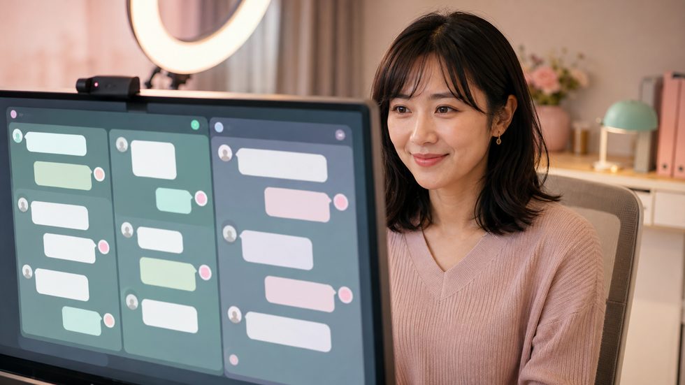 チャットレディの配信画面とお客様との会話の様子