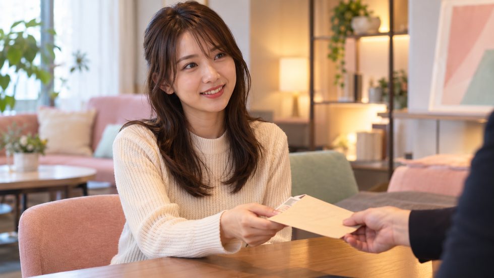 日払いで現金を受け取るイメージ(チャットレディの報酬)
