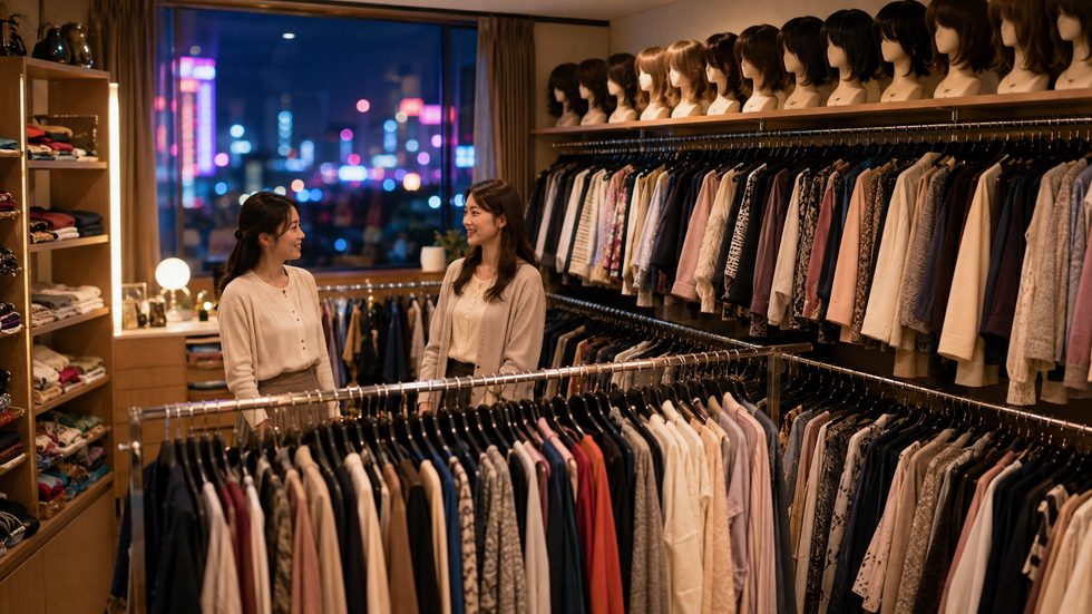 チャットレディ事務所の衣装・ウィッグレンタル棚（札幌）