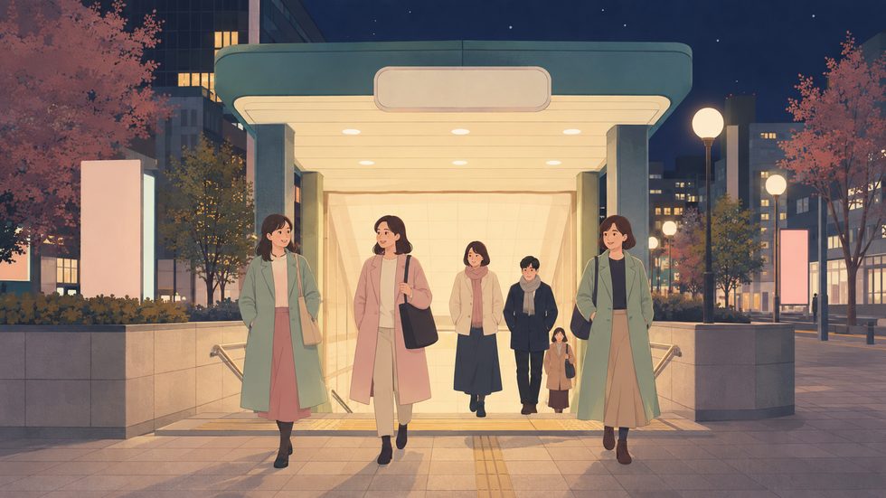 すすきの駅1番出口からの通勤風景（札幌・地下鉄南北線）