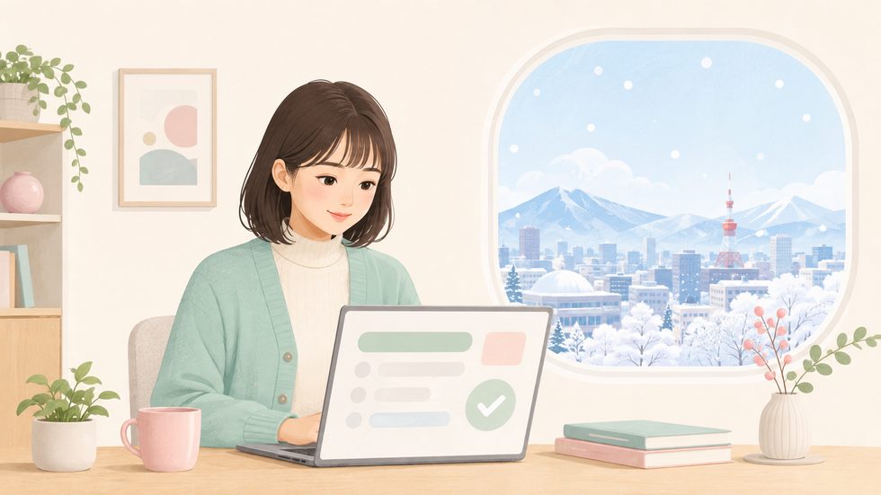 パソコンでe-Taxを使って確定申告をしている様子(札幌)