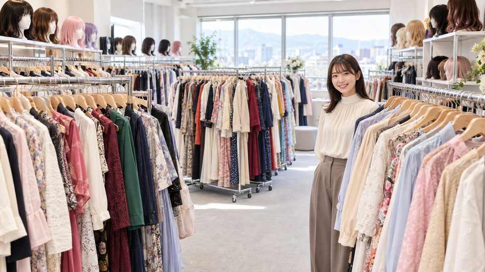 チャットレディの衣装・ウィッグレンタル棚(札幌ミント・100着以上無料)