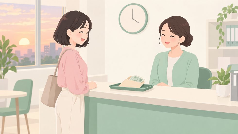 働いたその日に現金を受け取るイメージ(日払いシステム)