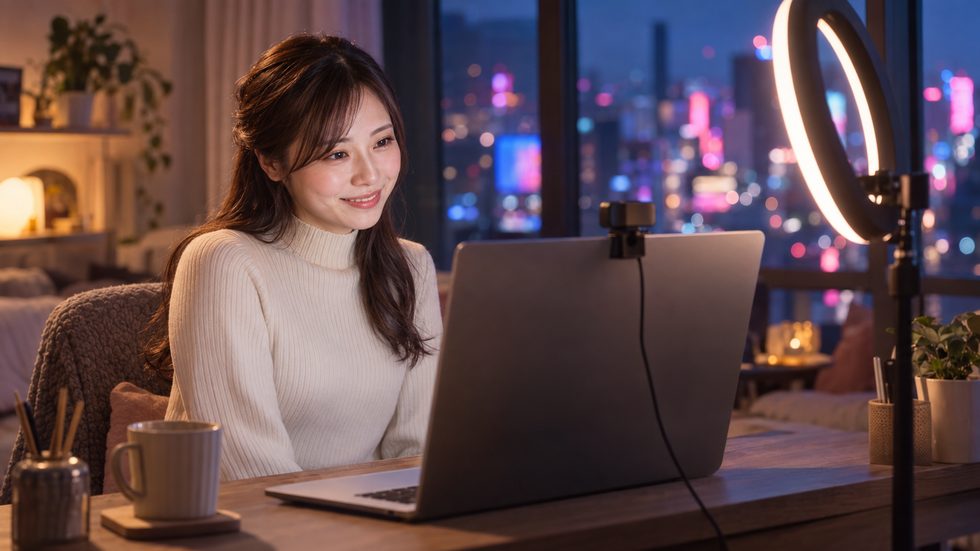 在宅チャットレディの配信環境セットアップ(リングライトとカメラ)