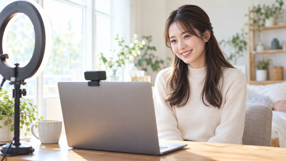 在宅チャットレディの配信環境(パソコンとリングライトのセットアップ)