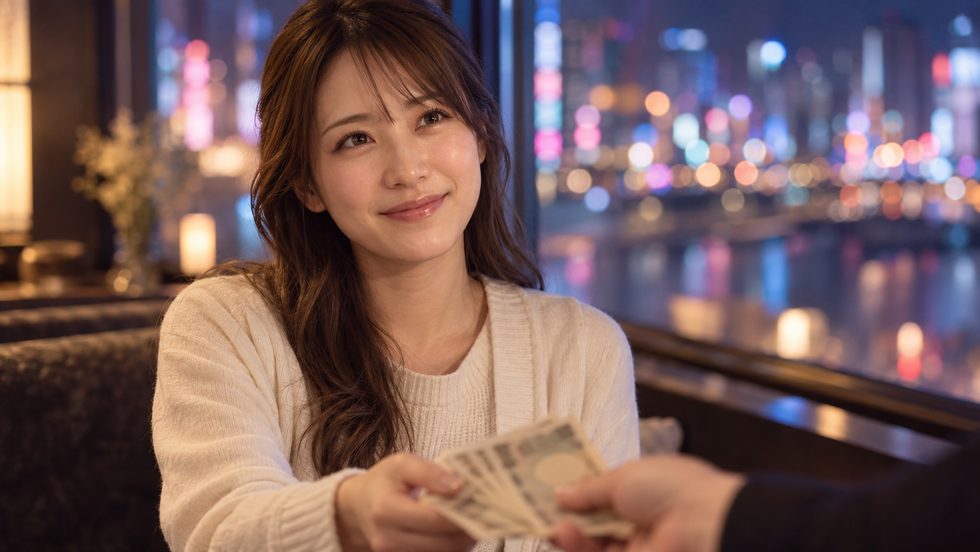 日払いで現金を受け取るチャットレディのイメージ（札幌）