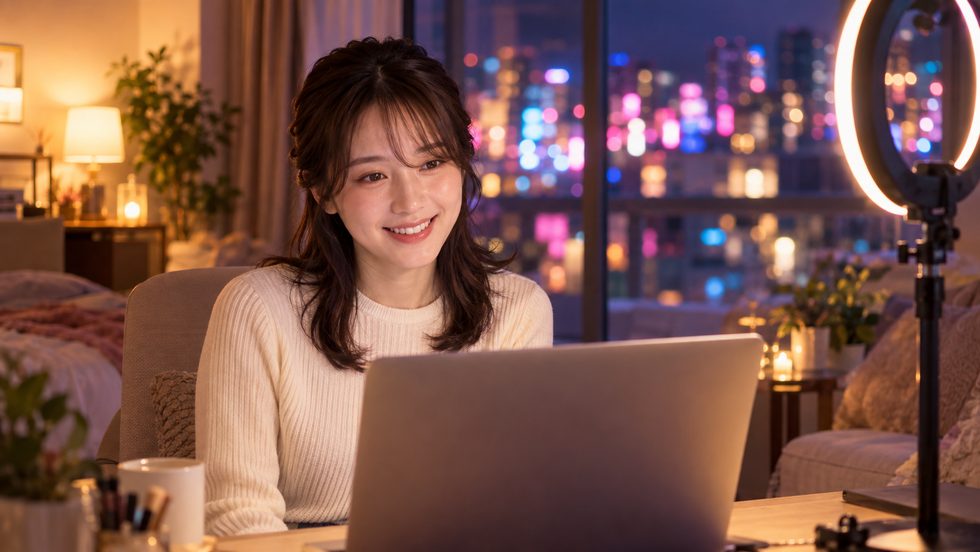 在宅でライブ配信をするための机まわりのセットアップ例