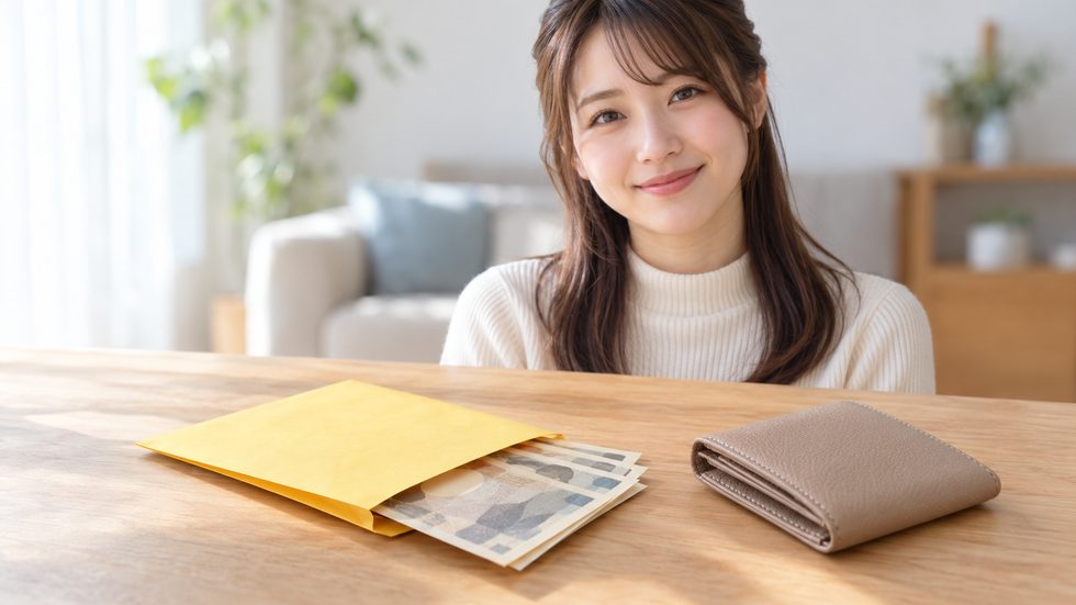 日払いで現金を受け取るイメージ(札幌のチャットレディ事務所)