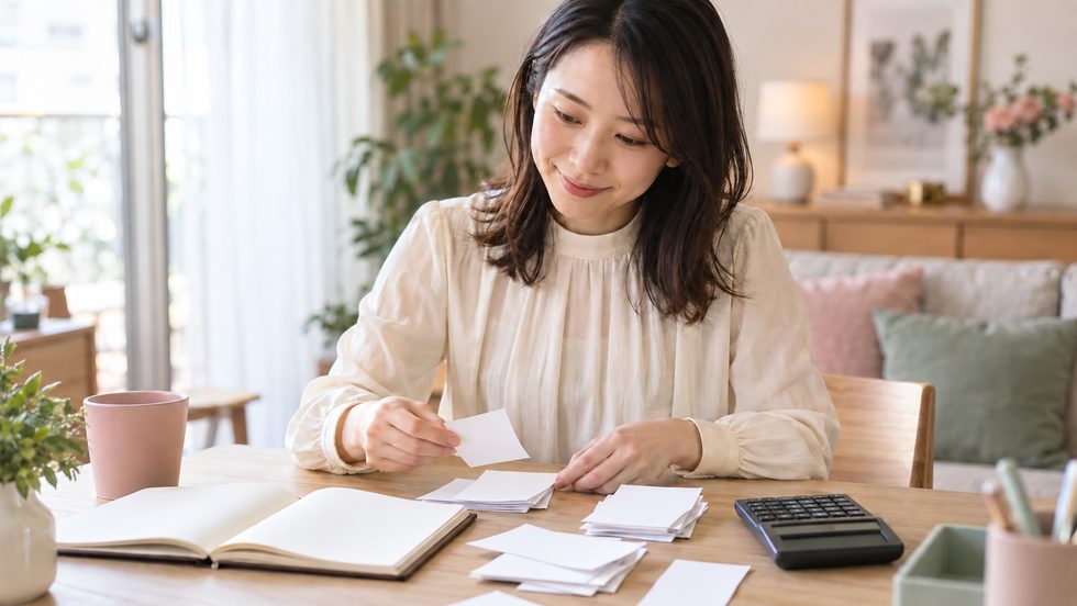 チャットレディの経費管理・領収書を整理する様子