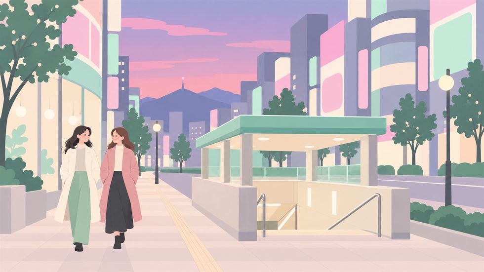 札幌・すすきの駅周辺の夜景と地下鉄出口