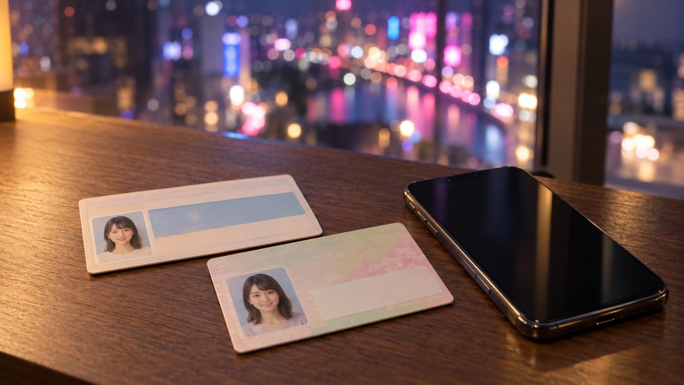 年齢確認で使う顔写真付き身分証(運転免許証とマイナンバーカード)のイメージ