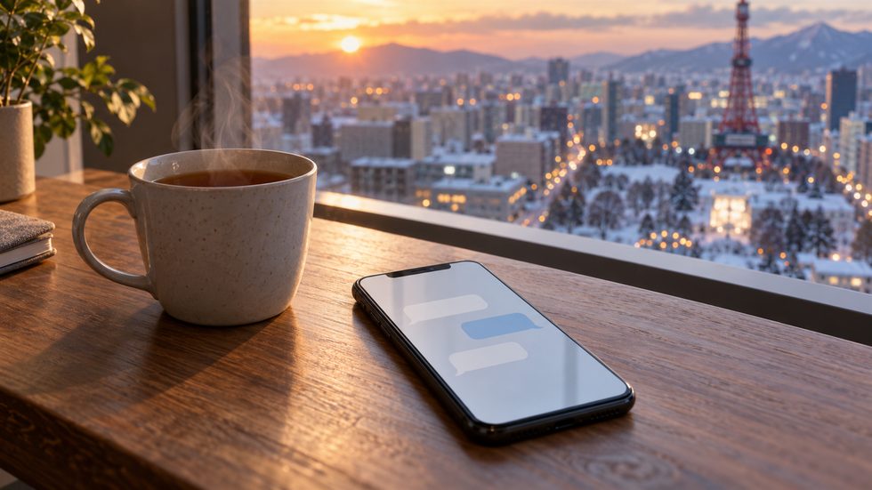 スマホでメッセージをやり取りするイメージ(個人の連絡先は交換しない)