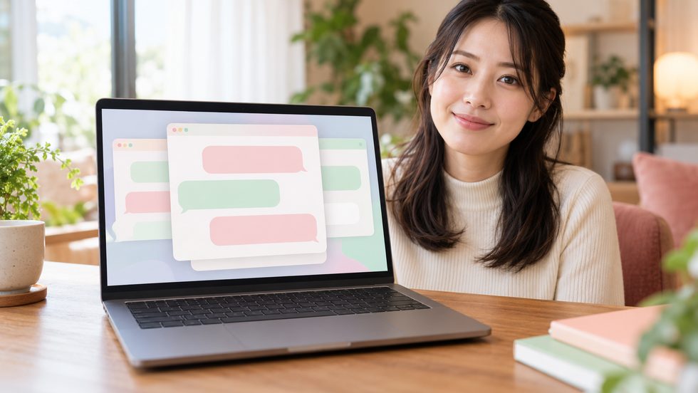 パソコン画面に複数のチャット画面が並ぶ同時接客のイメージ