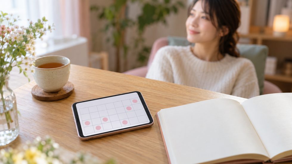 出勤日を自分で決めるイメージのカレンダーとスマホ