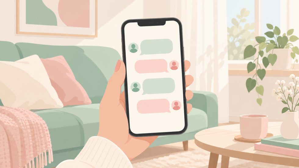 スマホのLINEで事務所に相談するイメージ