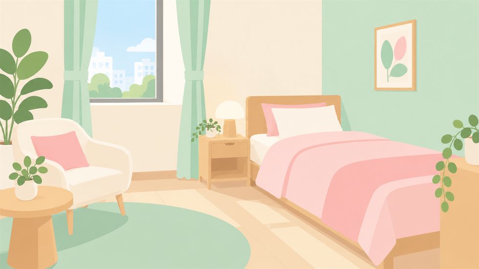 仕事帰りに泊まれる宿泊用の個室のイメージ(清潔なベッドのある部屋)